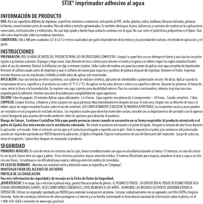 INSL-X SXA11009A-01 Stix Acrylic Waterborne Bonding Primer, 1 Gallon, White