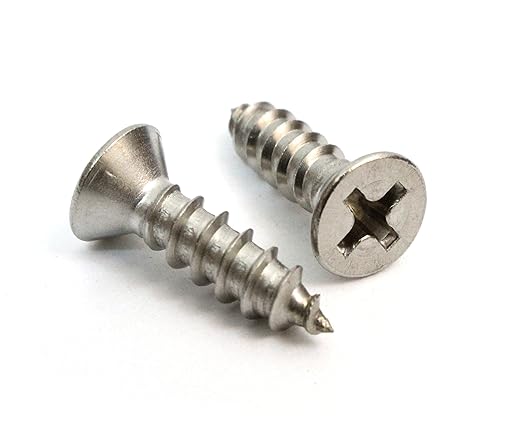 Bolt Dropper No. 8 x 5/8" Stainless Steel Flat Head Phillips Wood Screw, (100 pc), 18-8 (304) Stainless Steel Sheet Metal Screws- Type A Point, Plain Finish, Glasses Screws