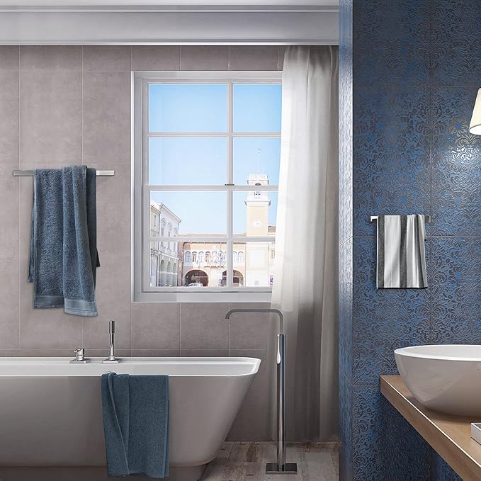 TNOMS 4-Pieces Bathroom Hardware Set, Polished Chrome Towel Bar Set, Wall Mounted Stainless Steel Bathroom Hardware Accessories Set, 23.6 inch