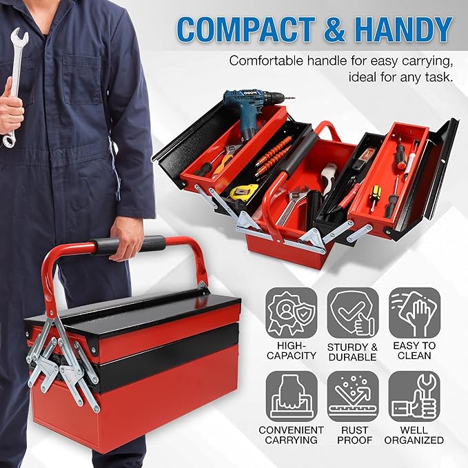 Mini Toolbox, Tool Box Organizer with Steel, Cantilever for Workshop, Garage, Warehouse