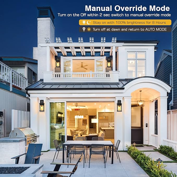 VIANIS Motion Sensor Exterior Lights for House, 2 Pack Dusk to Dawn Porch Lights Sconce Outdoor, Moden Black Outdoor Sconce Lights Lantern with Tempered Glass for Garage, Patio, Waterproof