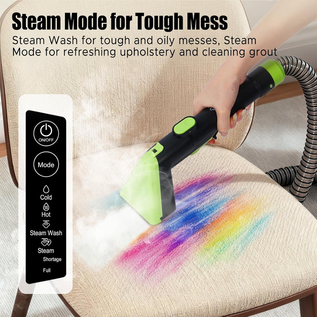 AAOBOSI Portable Carpet Cleaner Machine, 17Kpa Upholstery Steam Cleaner with Smart Voice Prompting, Self-cleaning, 4 Tools for Pets, Car, Couch and Stairs- C688, Green