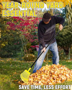 Garden Leaf Rake, 18” Wide Metal Rake with 25 Teeth, 62" Adjustable Long Handle, Heavy Duty Lawn Yard Tool for Leaves, Grass, Shrubs, Debris, Pine Needles, Garden Cleanup Tools for Backyard