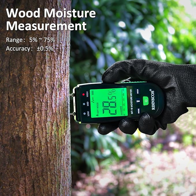Wood Moisture Meter for Wood, Like Hardwood and Softwood Replaceable Pin Moisture Tester with Batteries