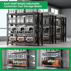 3000LBS Heavy Duty Storage Shelves,63''H Metal Garage Shelving, 4-Tier Adjustable Garage Organization Shelving Units, Industrial Shelving for Warehouse,Workshop- Classic Black