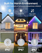 ASAHOM Permanent Outdoor Lights Pro S108E, 300FT with 216 RGBCW LEDs, WLED Integration, AI Lighting, 30000 Lighting Effect Combinations, IP67 Waterproof for Halloween Christmas Daily Decor, White