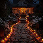 C9 Orange Halloween Incandescent Light Bulbs, 25-Pack E17 Base, Waterproof Outdoor Pathway & Yard Lighting, Halloween Decorations, Spooky Glow for Parties & Events