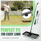 30" x 10" Stainless Steel Lawn Leveling Rake for Soil, Heavy Duty Lawn Leveler Tool for Yard with Adjustable Steel Handle up to 85", Yard Leveling Landscape Rake, Ground Leveler for Garden-Golf Course