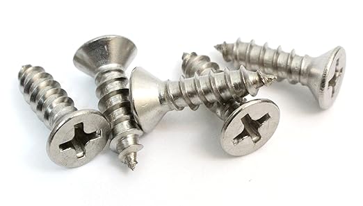 Bolt Dropper No. 8 x 3/8" Stainless Steel Flat Head Phillips Wood Screw, (100 pc), 18-8 (304) Stainless Steel Sheet Metal Screws- Type A Point, Plain Finish