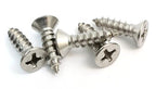 Bolt Dropper No. 8 x 3/8" Stainless Steel Flat Head Phillips Wood Screw, (100 pc), 18-8 (304) Stainless Steel Sheet Metal Screws- Type A Point, Plain Finish