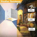 2 Pack Outdoor Wall Lights Exterior/Interior Wall Sconces Up and Down Lights IP65 Waterproof G9 Base Socket Modern Outdoor Lighting Square Aluminum White 4000K Natural Lights, Adjustable Light Angle