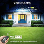 Philips Solar Security Light Outdoor, 196 LED Wall-Mounted Flood Light w/PIR Motion Sensor, 3 Modes, 4 Adjustable Heads Solar-Powered Floodlights with Remote Control, IP65 Waterproof