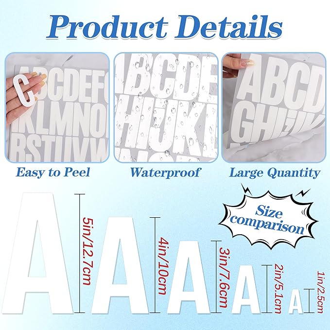 2142 PCS 42 Sheets Letter Stickers Mailbox Numbers and Letters Self Adhesive Vinyl Waterproof Alphabet Number Stickers for Mailbox Address,Craft,Water Bottles, Sign, Door, Home Decor (2 Inch,White)