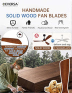 52 Inch Ceiling fans with Lights and Remote,Wood Outdoor Ceiling Fan for Patios with Dimmable LED Light,3 Blades Walnut,Noiseless Reversible DC Motor,Modern Fan for Indoor,Farmhouse