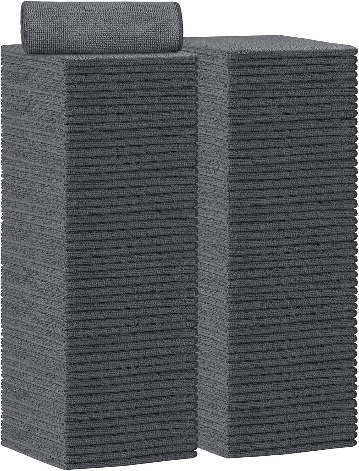 AIDEA Microfiber Cleaning Cloth 100PK, Soft Microfiber Towels for Cars, Absorbent Cleaning Rags, Lint-Free Streak-Free Wash Cloths for House, Kitchen, Window(12inx12in), Grey