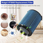 2 Pack VF5000 Filter Replacement for Ridgid Shop Vac 5-20 Gallon Wet Dry Vacuums,3 Layer Pleated Wet/Dry Vacuum Filter Compatible with WD1450 WD0970 WD1270 WD09700 WD06700 WD1680 WD1851 WD1680 RV2400A