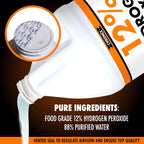 Chromex Hydrogen Peroxide 12 Percent Food Grade, 4x Power Concentrated Solution, 4 Gallons Dilute to 16 Gallons, Versatile Uses include Topical Care, Home, Kitchen, Bath Cleaner, Laundry, Whitening