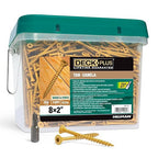 Deck Plus 2 Inch Epoxy Coated Exterior Wood and Fence Screws #8 x 2 Torx/Star Drive Included Coarse Thread, Outdoor Rust Resistant Decking Screw, Tan, 25lb Box, 3125 Pieces | 48713