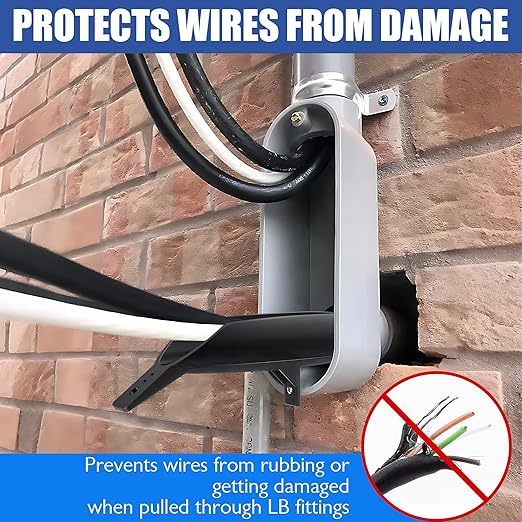 42200 LB Wire Guide for 2" LBs, Upgrade Shoehorn Wire Pulling Guide for Use with PVC & Metal LB Fitting, Bottom Reinforcement, Black