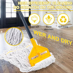 KeFanta 2 Pack Commercial Mop Heavy Duty Industrial Mops,60 inch Long Handle with Looped-End String Cotton Wet Mop Head Replacement for House,Kitchen,Laminate,Tile,Vinyl,Hardwood Floor Cleaning