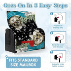 Hello Winter Cat Magnetic Mailbox Covers Standard Size 21x18 Inch Snowflakes Pine Tree Post Box Mailbox Wraps Cute Cat Cover Outdoor Decor for Garden Yard