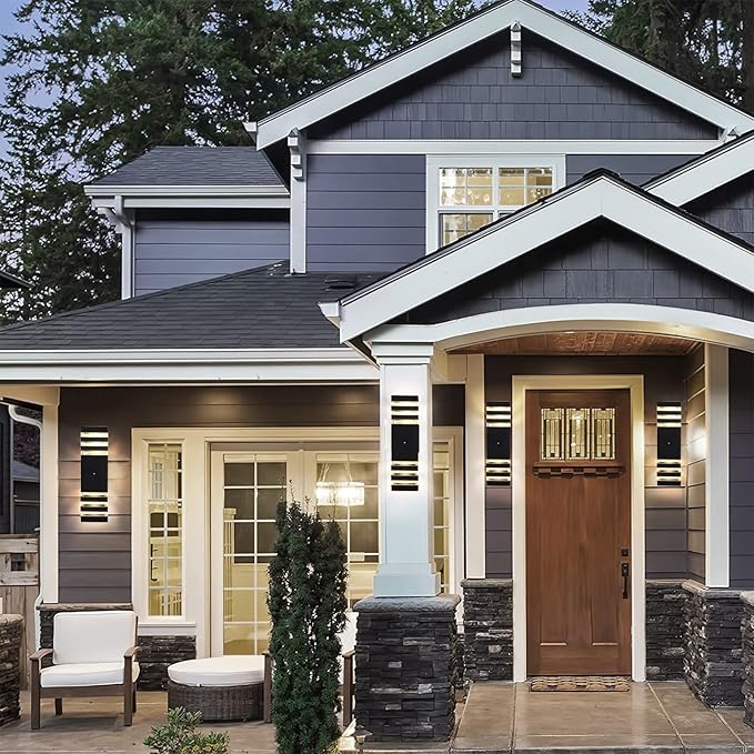 Dusk to Dawn Outdoor Wall Light Fixture 4 Pack, Up and Down Lights Outdoor Wall Sconces, Aluminum Waterproof Outside Lights for House Porch Hallway Garage