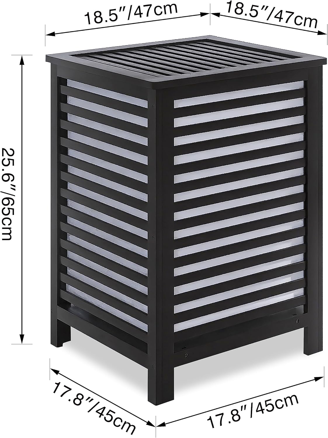 SMIBUY Double Laundry Hamper with Lid, 120L Bamboo Laundry Basket with Removable Liner Bag, 2-Section Clothes Divider Laundry Sorter for Laundry Room, Bathroom, Bedroom (Black)