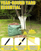 Garden Leaf Rake 2 Pack, 11+25 Tines Metal Leaf Rake with Adjustable Handle, Heavy Duty Lawn Yard Rakes Set for Leaves, Grass, Shrubs, Debris, Pine Needles, Garden Cleanup Tools for Backyard