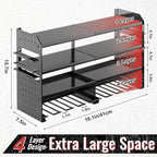 Power Tool Organizer Wall Mount, Metal 4 Layer Heavy Duty Metal Power Tool Storage Rack, Garage Drills Storage Shelves with Screwdriver Holder Plier Holder (Black, 8 Drills Holder)