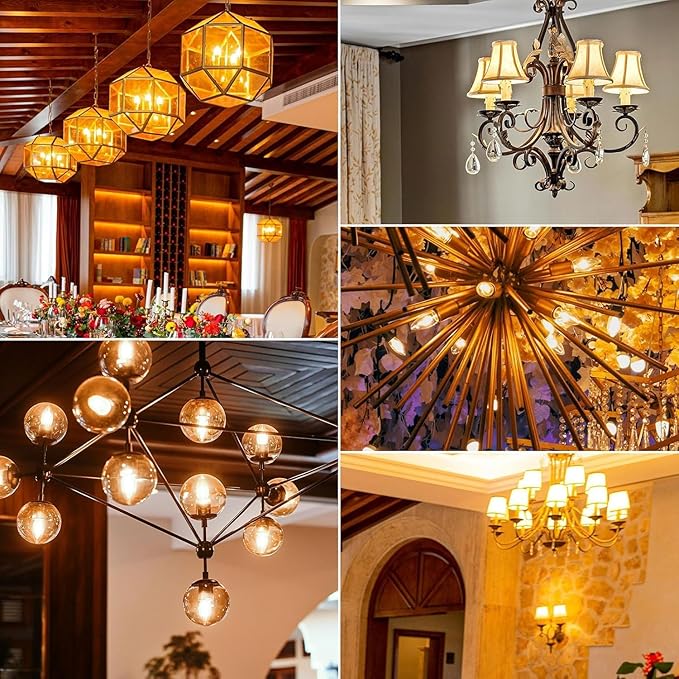 40 Watt Incandescent Light Bulbs,Frosted Flame Tip Chandelier Light Bulb, Medium E26 Candelabra Base 40W Equivalent Incandescent Torpedo Tip Chandelier with Crystal (66)