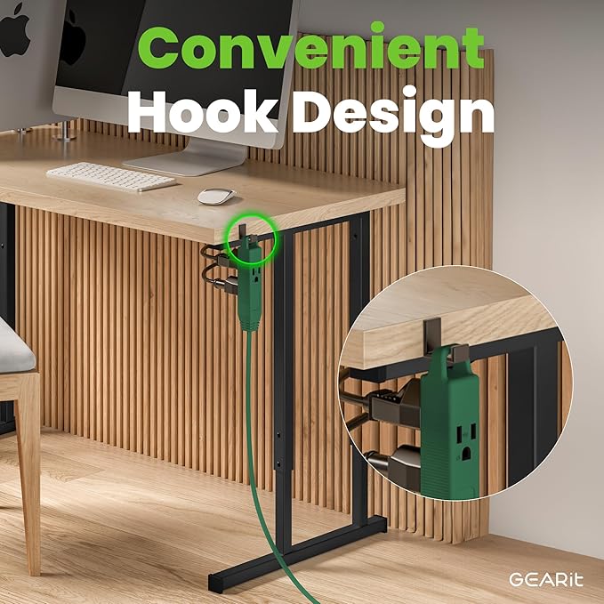 GEARit 360 Rotating Flat Plug Short Extension Cord with 3 Outlets (4ft, Green) 16AWG/13A 3 Prong Wire, Outlet Saver for Home Office Dorm Room Essentials, ETL Certified