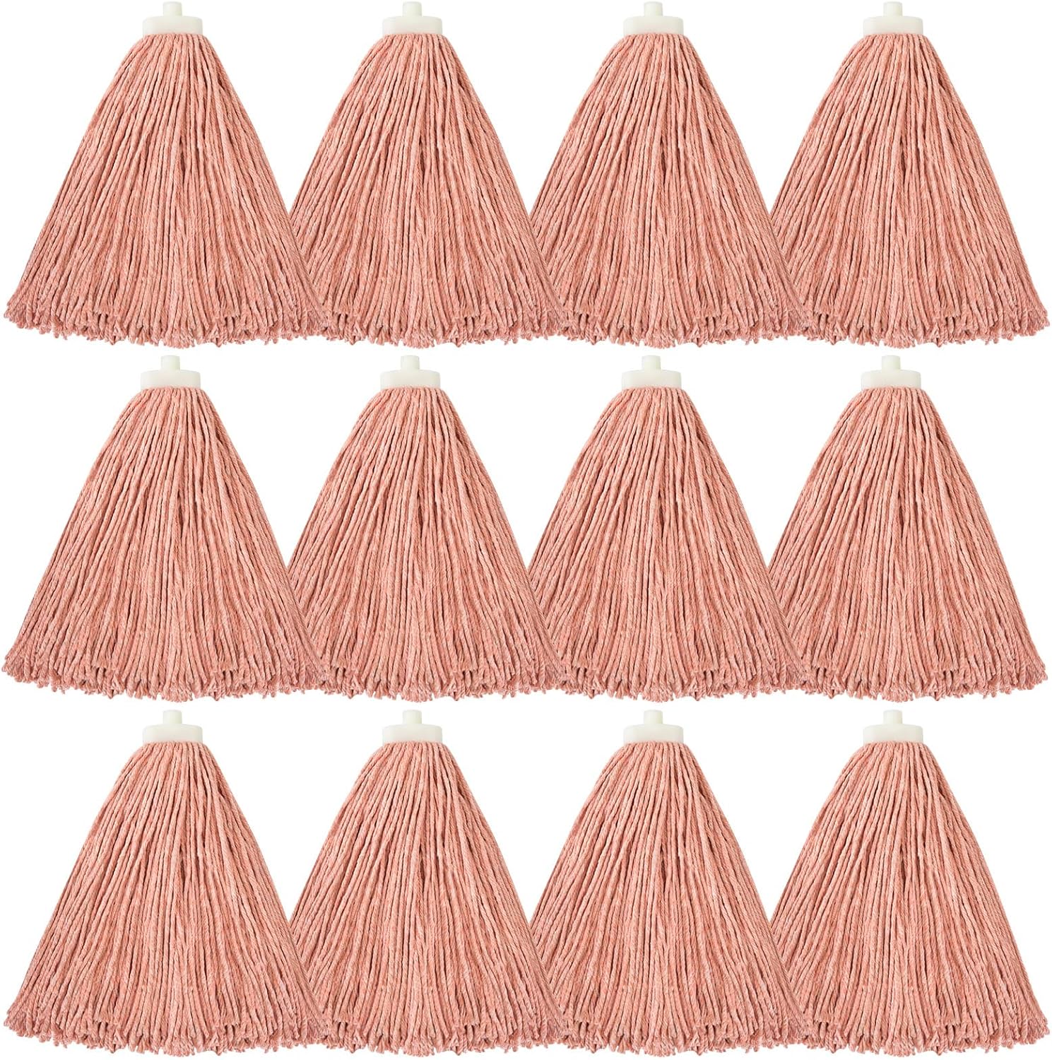 Matthew Cleaning Screw-on Heavy Duty Cotton Wet Mop Replacement Heads(Orange, Medium,12 Pack) with 2 Pack Microfiber Cloth for Residential & Commercial Floor Cleaning Use- Fit Standard American Screw