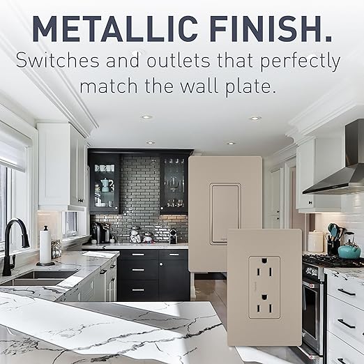 Legrand radiant TM874NICC6 15 Amp Rocker Wall Switch, 4-Way Decorator Light Switches, Nickel (1 Count)