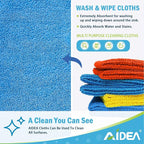 AIDEA Microfiber Cleaning Cloth 50PK, Dusting Cloth Drying Towel, All Purpose Soft Absorbent, Lint Free Rags, Streak Free Wash Cloth for House, Kitchen, Car, Window, 12"×12"