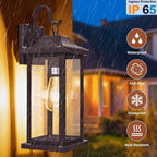 2-Pack 17 Inch Large Bronze Outdoor Light Fixtures, Exterior Vintage Outdoor Wall Sconces IP65 Waterproof Anti-Rust, Porch Lights with Clear Glass Outside Rustic Wall Lanterns E26 Bulb Base