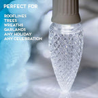 HLO Lighting Set of 25 Cool White C9 Faceted LED Christmas Light Bulbs for Indoor & Outdoor Use | Durable Replacement Bulbs
