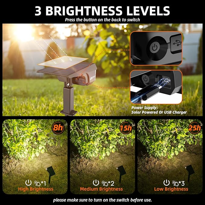 Solar Spot Lights,IP65 Waterproof 40 LED's Landscape Spotlights,3 Modes Outdoor Garden Lights, 360 Adjustable Lighting Angle, Solar Powered Wall Lights for Yard Porch 10 Pack
