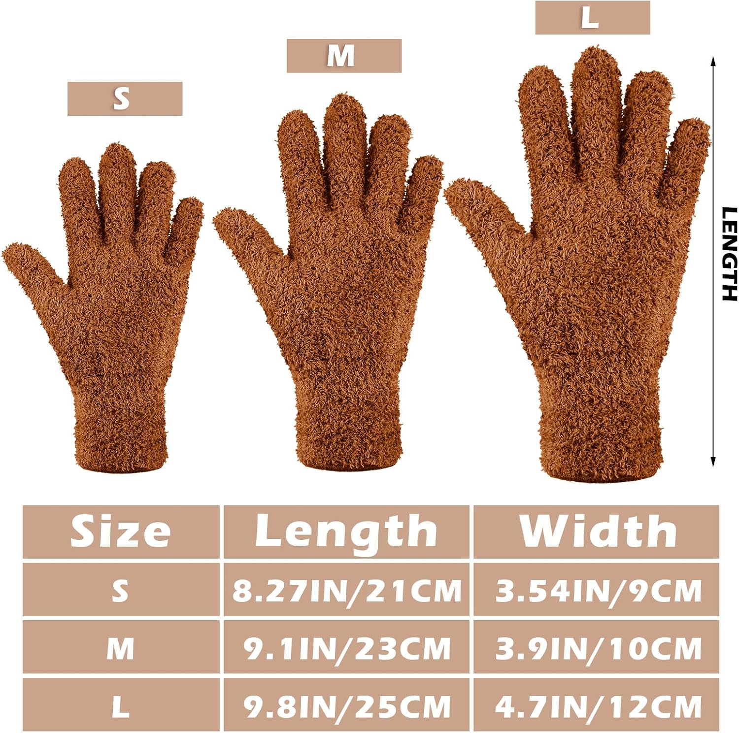 Patelai 3 Pairs Microfiber Plant Dusting Gloves Leaf Cleaning Gloves for Indoor Plants, Blinds, Furniture, House(Large,Orange, Brown, Dark Gray)