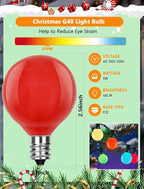 25 Pack G40 Replacement Bulbs, Multicolor Christmas Replacement Light Bulbs for Christmas String Lights, Indoor Outdoor Holiday Decor, E12 Candelabra Base, 5 W Incandescent Night Light Bulbs