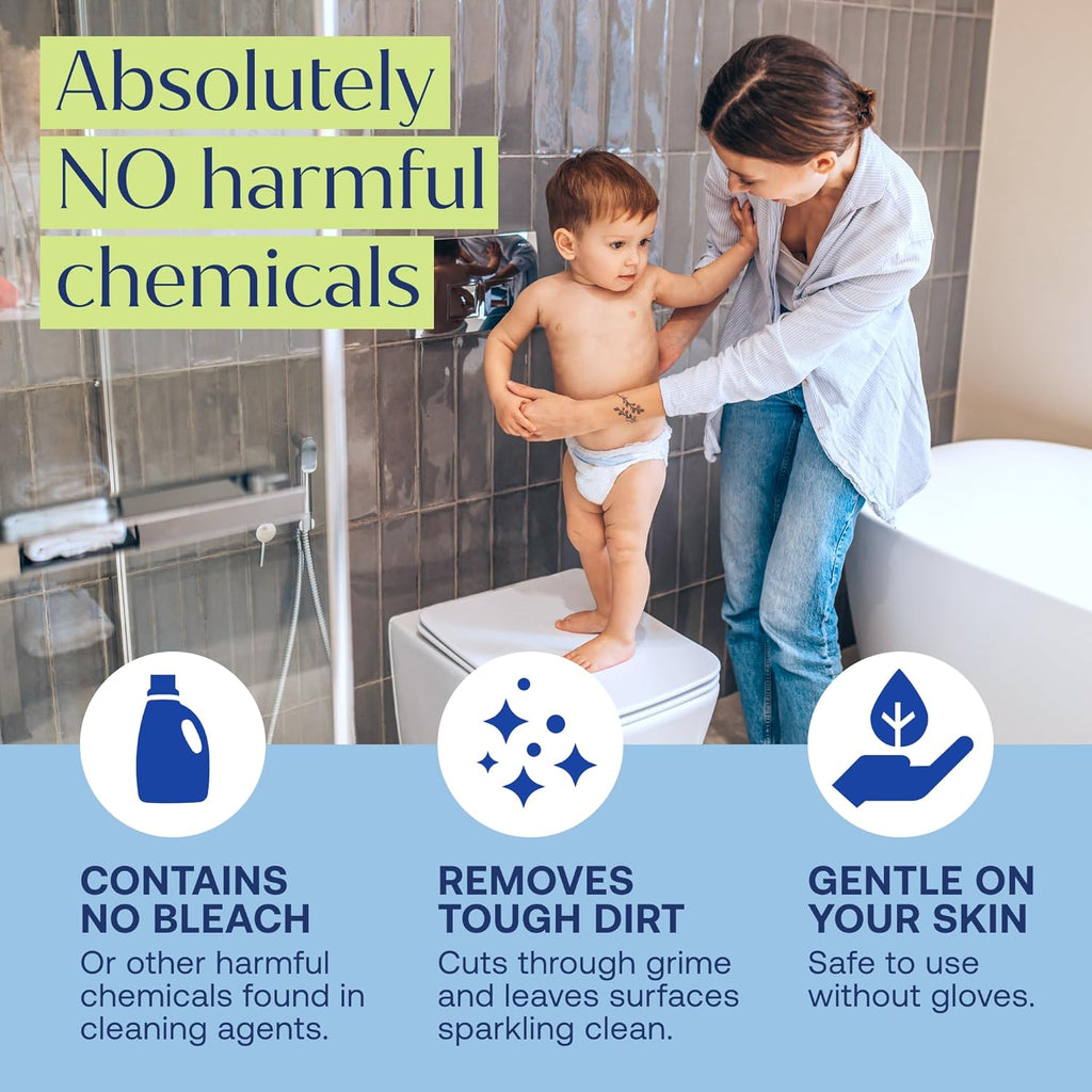 Fab Tab Bathroom Cleaner, Eco-Conscious Cleaning Tablets for Sparkling Bathrooms, Powerful Grime Remover, Citrus Scent, No Harmful Chemicals, Economical Refills - 4 Tablets (Bottle not included)