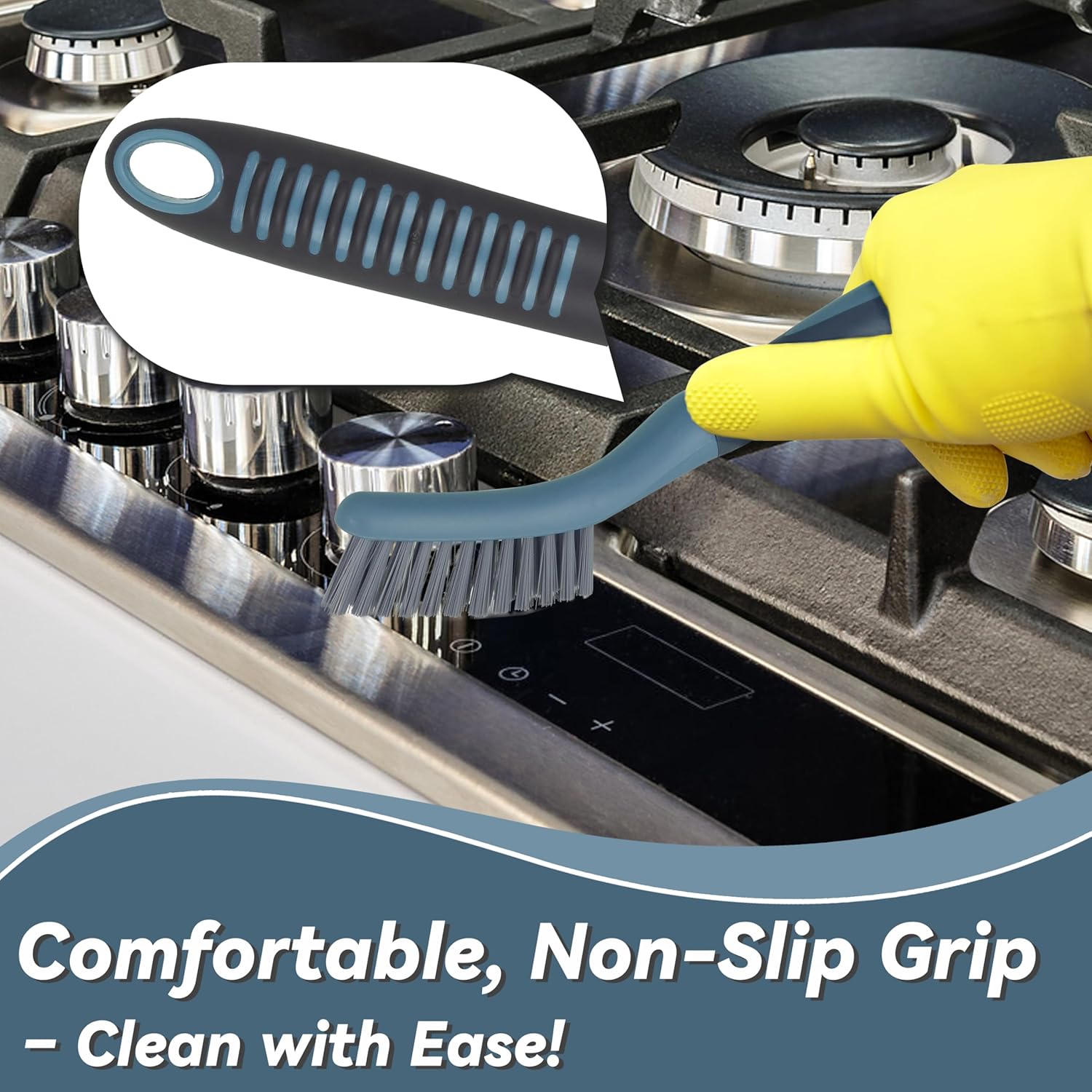 PHYEX 2 Packs Small Brushes for Cleaning, Stiff Bristle Grout Scrub Brushes for Kitchen, Bathroom, and Tile Floors, Ideal for Gaps, Crevices, and Window Tracks