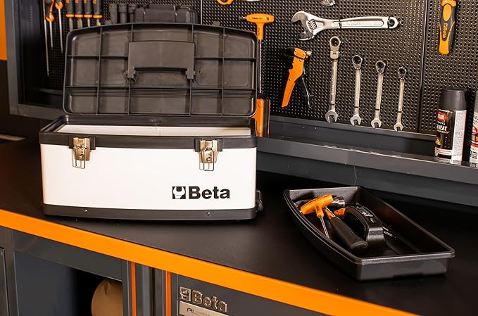 Beta C41H Two-Module Rolling Tool Chest, Detachable Tool Box, Telescopic Handles, White