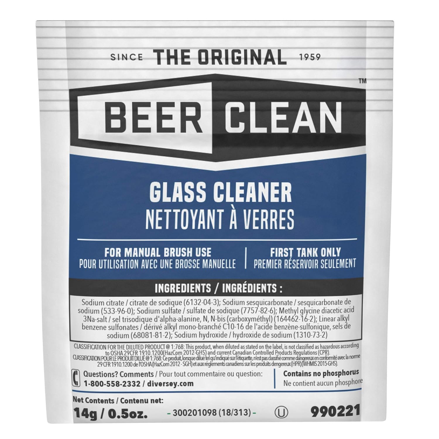 Diversey 990221 Beer Clean Glass Cleaner (0.5 Ounce, 100-Pack)