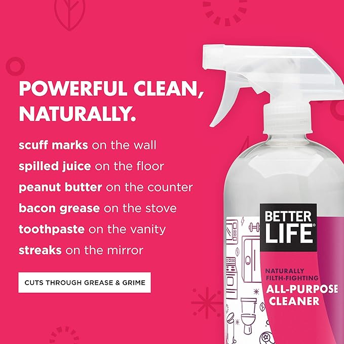 Better Life All Purpose Cleaner - Multipurpose Home and Kitchen Cleaning Spray for Glass, Countertops, Appliances, Upholstery- Multi-surface Spray Cleaner - Currant and Citrus, 32oz (Pack of 1)