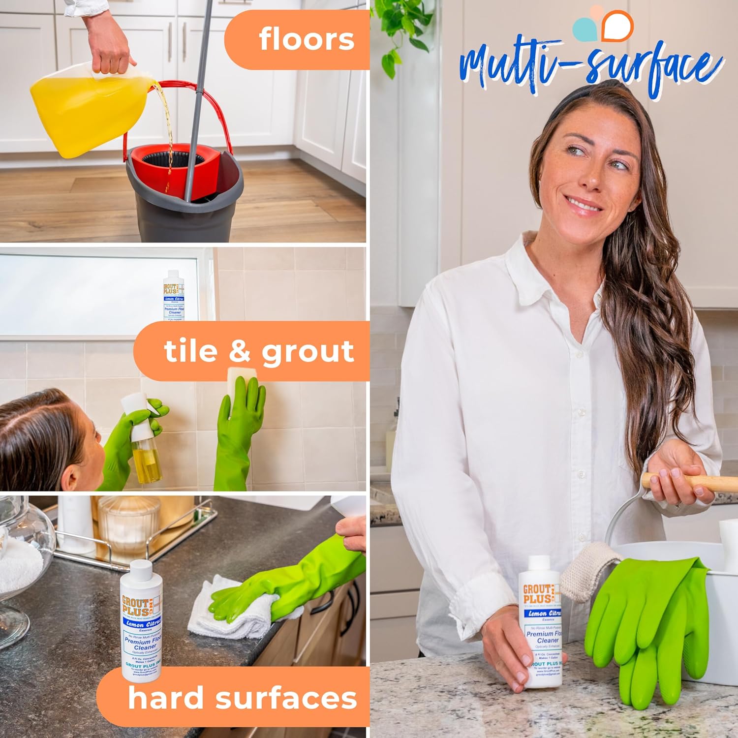 Premium Floor Cleaner, All Purpose Multi Surface Cleaner & Optically Enhanced Brightener, Neutral pH, 3X Strength, No Rinse - Lemon Citrus, 8 Oz for 1 Gal