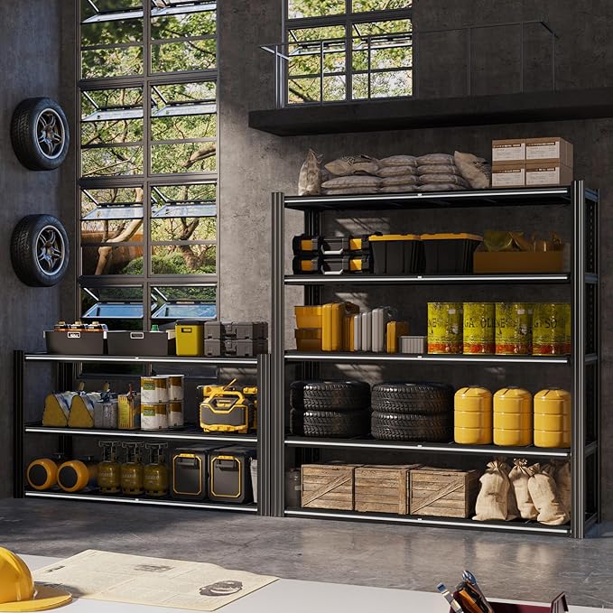 48" W x 72" H x 24" D Garage Shelving Heavy Duty,5 Tier Adjustable Metal Shelves Storage Rack,3030 LBS Large Industrial Shelving Unit for Basement,Warehouse,Garage Organization