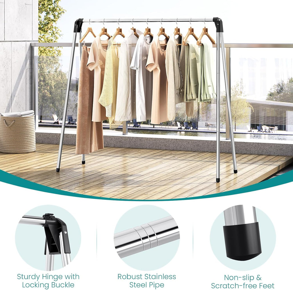 APEXCHASER Foldable Clothes Drying Rack, 55'' Collapsible Laundry Clothes Airer Width Heavy Duty Hanger for Sweaters Baby Clothes Towels Portable Indoor Outdoor for Home Travel