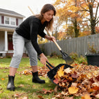 17In Extra Large Dust pan and Brush Set,Commercial Heavy-Duty Dust Pans and Wood Broom,Clip on Dust Pan Metal Edge Flat Against Floor for Patio/Pet/Car/Outdoor-Rubber Coated Easy to Grasp Handle