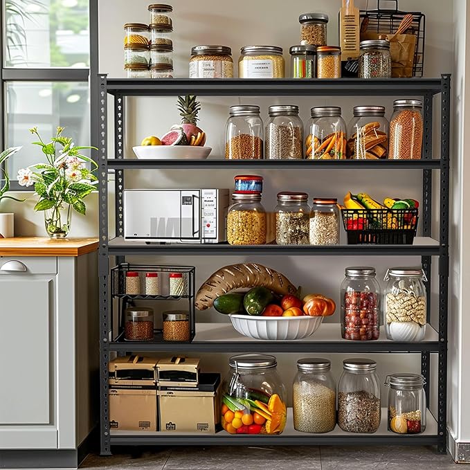 WORKPRO 5-Tier Metal Garage Shelving, 48”W x 24”D x 72”H, Adjustable Storage Rack, Heavy Duty Shelf with Particle Board, 2500 lbs Load Capacity (Total) for Garage, Basement, Warehouse, Kitchen