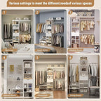 Wood Closet Organizer System, Closet Organizer with 3 Hanging Rods & 1 Wooden Drawer – Adjustable Closet System for Walk-In Closets, Wood Shelves, Fits Spaces 3-8ft, Pure White